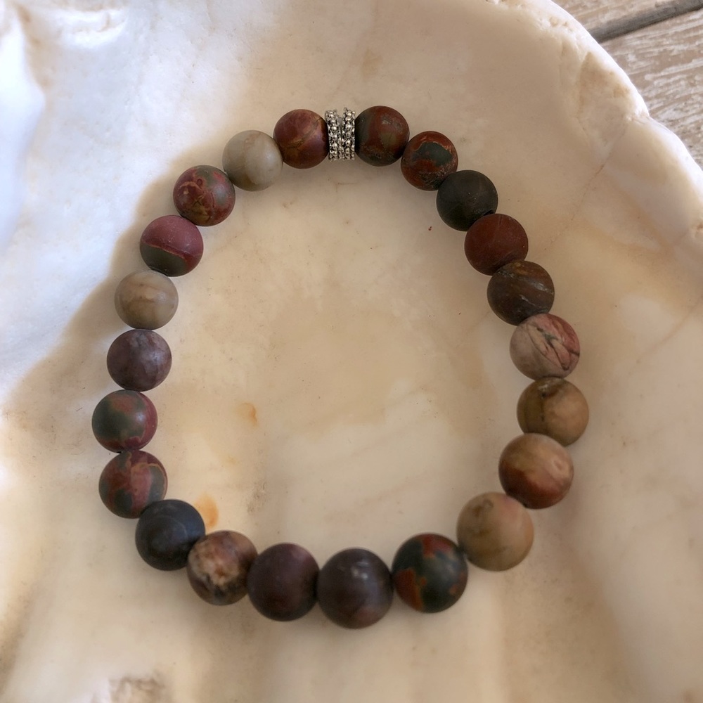 Matte Red Jasper Bead Bracelet 8 mm Stretch